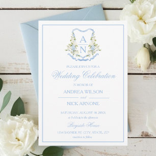 Invitación de Boda con Monograma y Cresta de Horte