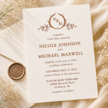 Invitación de Boda con Monograma y Letterpress Cha