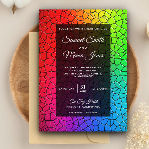 Invitación de boda con mosaico de vidrio teñido co