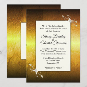 Invitación de boda con neblina amarilla intensa