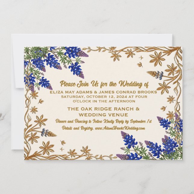 Invitación de boda con ojo azul maligno rústico de (Anverso)