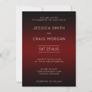 Invitación de boda con ombre de Borgoña y negro