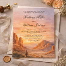 Invitación de boda con paisaje del desierto pintad