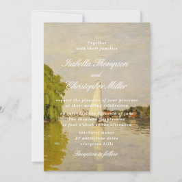 Invitación de boda con paisaje en acuarela