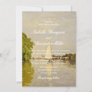 Invitación de boda con paisaje en acuarela