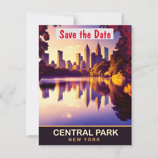 Invitación de boda con panorama de Nueva York Cent (Anverso)