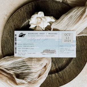 Invitación de boda con pasaje de embarque de cruce