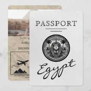 Invitación de boda con pasaporte blanco de Egipto