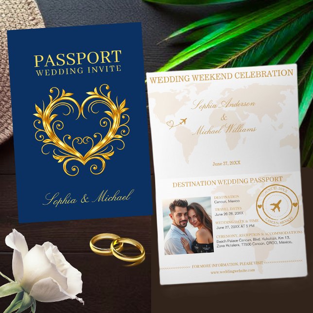 Invitación de Boda con Pasaporte-Bodas de Destino (Passport Wedding Invitation-Destination Weddings )