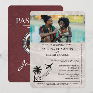 Invitación de boda con pasaporte de Jamaica de col