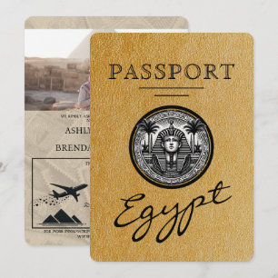 Invitación de boda con pasaporte de oro de Egipto