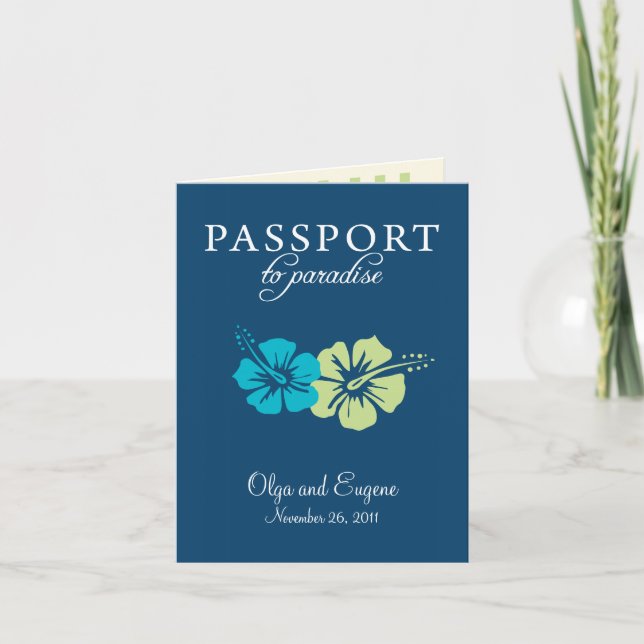 Invitación de boda con pasaporte de Riviera Maya (Anverso)