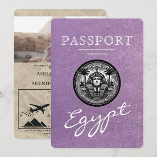 Invitación de boda con pasaporte egipcio de lavand