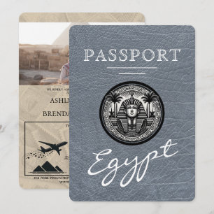Invitación de boda con pasaporte egipcio de plata