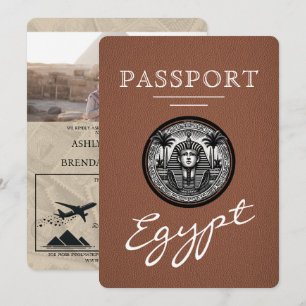 Invitación de boda con pasaporte egipcio marrón