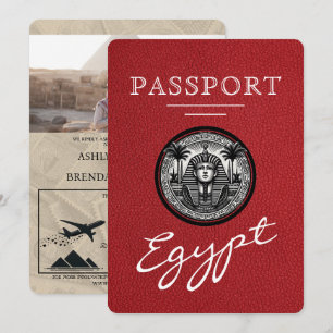 Invitación de boda con pasaporte rojo de Egipto