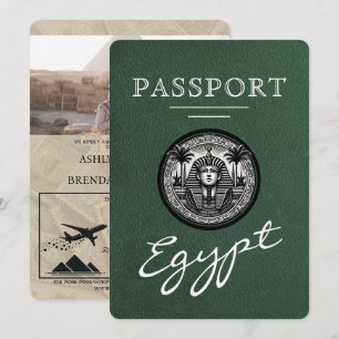Invitación de boda con pasaporte verde de Egipto
