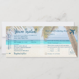 Invitación de Boda con Pase de Abordaje de Playa S