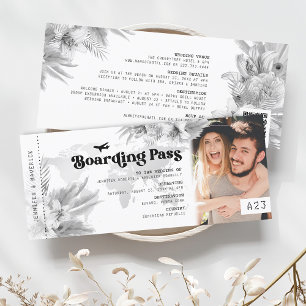 Invitación de boda con pase de embarque de Pampas 