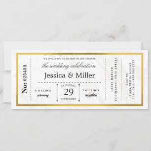 Invitación de boda con pase de embarque minimalist