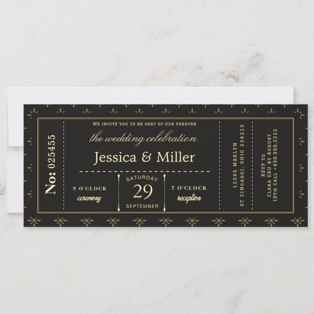Invitación de boda con pase de embarque minimalist (Anverso)