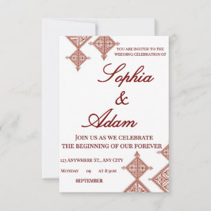 Invitación de Boda con Patrón Bereber Marroquí