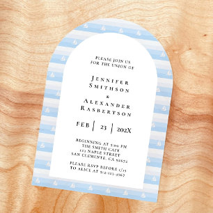 Invitación de boda con patrón de barco de vela