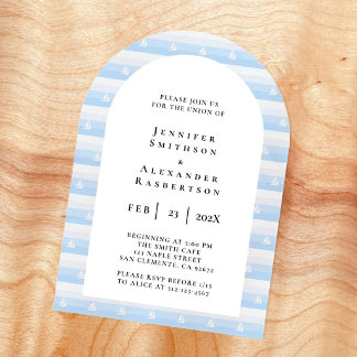 Invitación de boda con patrón de barco de vela
