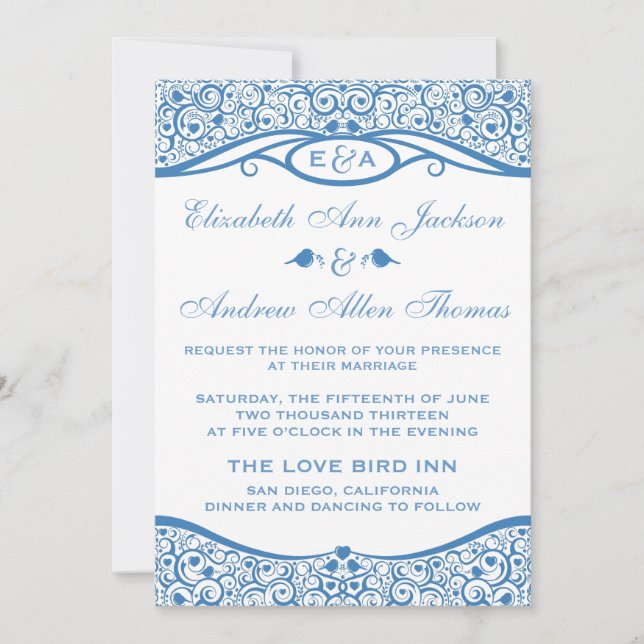Invitación de boda con patrón de enredadera de páj (Anverso)