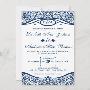 Invitación de boda con patrón de enredadera de páj