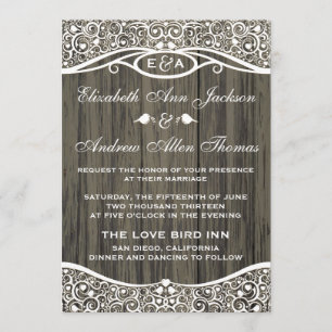 Invitación de boda con patrón de enredadera de páj