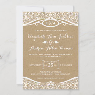 Invitación de boda con patrón de enredadera de páj
