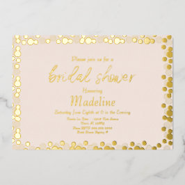 Invitación de boda con patrón de puntos dorados y 