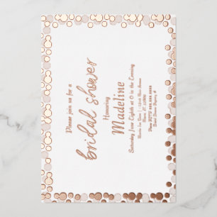 Invitación de boda con patrón de puntos dorados y 