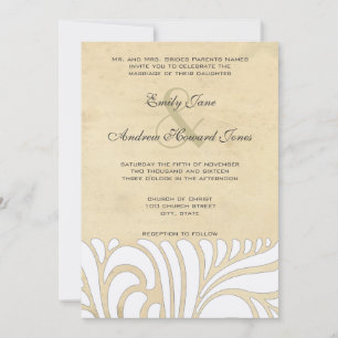 Invitación de boda con patrón de remolino de plata