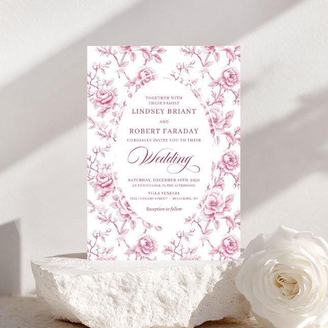 Invitación de boda con patrón de rosa clásica dust (Classic Dusty Rose Rose Pattern Wedding Invitation)