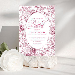 Invitación de boda con patrón floral de rosa clási