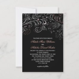 Invitación de boda con patrón floral Tulipán negro