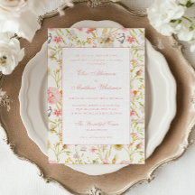 Invitación de boda con patrón floral vintage