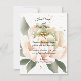 Invitación de boda con peonía acuarela