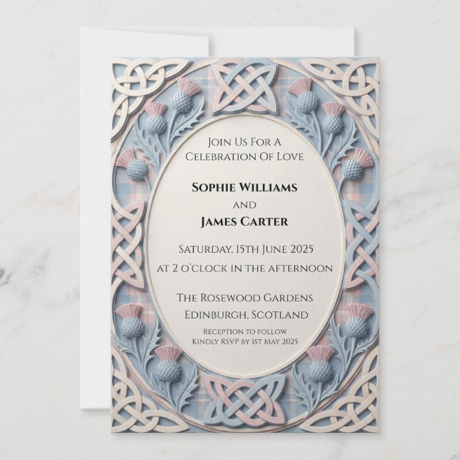 Invitación de boda con pergamino botánico de la Ma (Anverso)