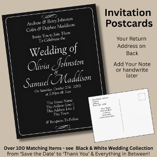 Invitación de boda con pergamino infinito en negro