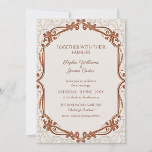 Invitación de boda con pergamino ornamentado de co