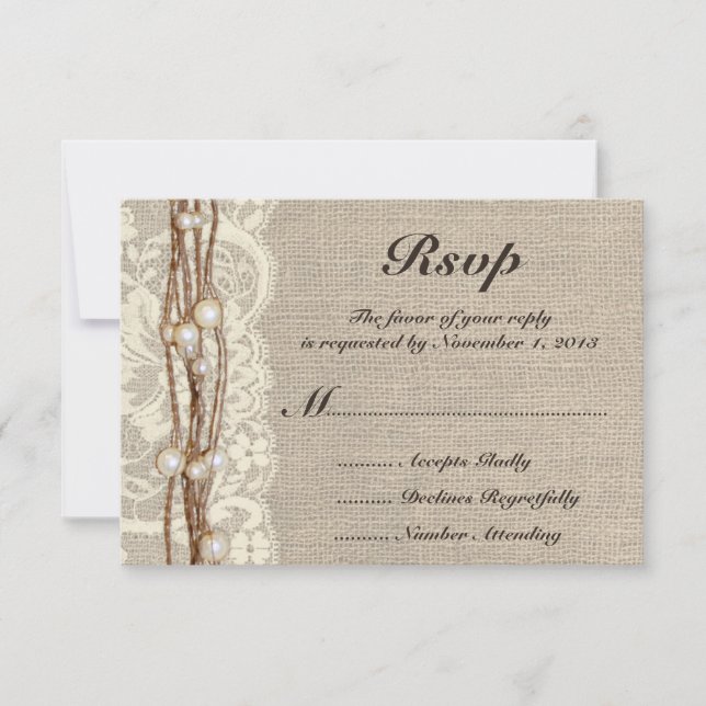 Invitación de Boda con Perlas y Cordel de Arpiller (Anverso)