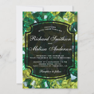 Invitación de boda con piedras preciosas amarillas