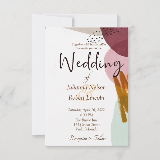 Invitación de boda con pintura de estilo moderno (Anverso)