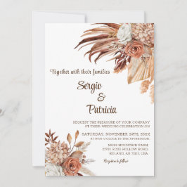 Invitación De Boda Con Plantilla De Flores De Boho