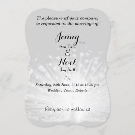 Invitación de boda con plumas de pavo real blancas