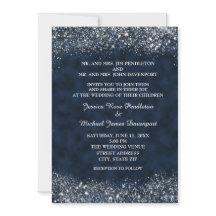 Invitación de boda con polvo de estrellas azul mar