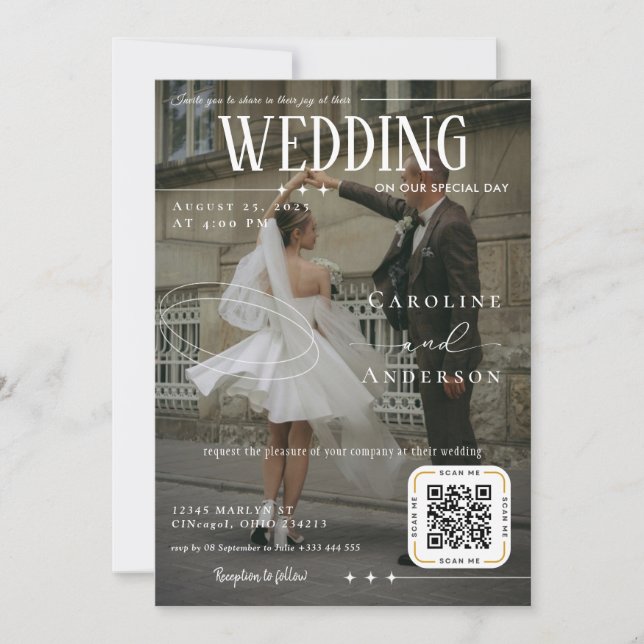 Invitación de Boda con Portada de Revista (Anverso)